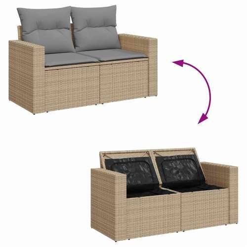 5-dijelni vrtni set sofa s jastucima bež od poliratana - bež i siva sa spremištem 1 Cijena