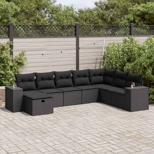 Vrtna garnitura - 8-dijelni set vrtnih sofa od poliratana s jastucima crni - Crna sa spremištem 8 Cijena