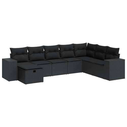 Vrtna garnitura - 8-dijelni set vrtnih sofa od poliratana s jastucima crni - Crna sa spremištem 8 Cijena
