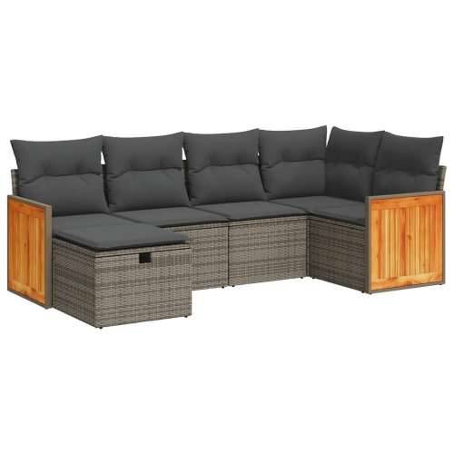 Vrtna garnitura - 6-dijelni set vrtnih sofa od poliratana s jastucima sivi - Siva sa spremištem 6 Cijena