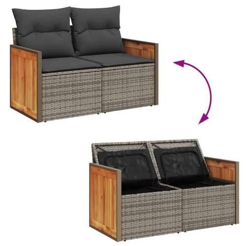 Vrtna garnitura - 7-dijelni set vrtnih sofa sivi od poliratana - Siva sa spremištem 7 Cijena