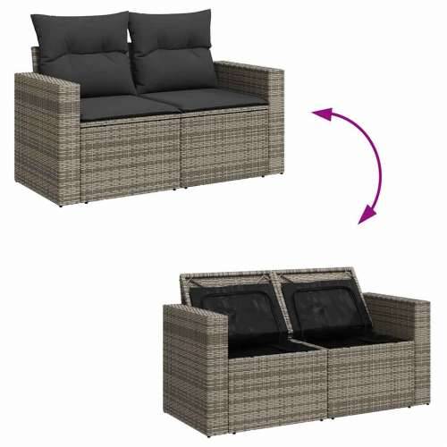 Vrtna garnitura - 7-dijelni set vrtnih sofa sivi od poliratana - Siva sa spremištem 1 Cijena