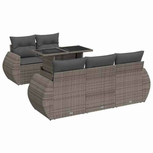 Vrtna garnitura - 6-dijelni set vrtnih sofa od poliratana s jastucima sivi - Siva sa spremištem 1 Cijena