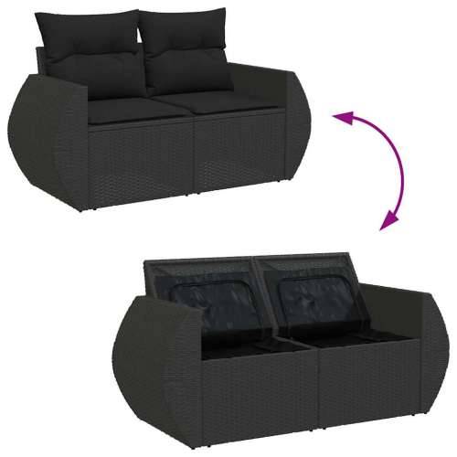 Vrtna garnitura - 6-dijelni set vrtnih sofa s jastucima crni od poliratana - Crna sa spremištem 1 Cijena
