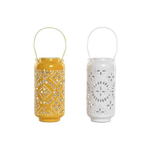 Svijećnjak Home ESPRIT Rumena Bijela Željezo 15 x 15 x 33 cm (2 kom.) Cijena