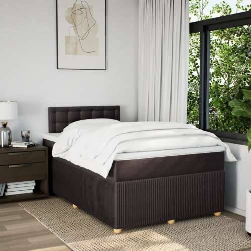 Krevet box spring s madracem tamnosmeđi 120 x 190 cm od tkanine - Tamno smeđa 120 x 190 cm gumbi Cijena