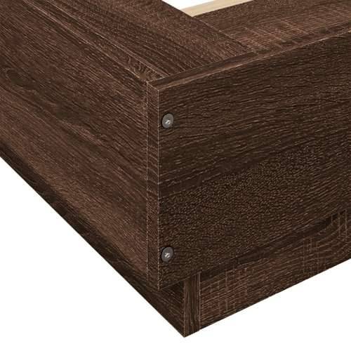 Okvir za krevet s LED svjetlima boja hrasta 150 x 200 cm drveni - Smeđa 150 x 200 cm Cijena