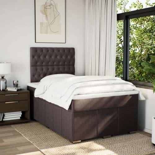 Krevet box spring s madracem tamnosmeđi 120 x 190 cm od tkanine - Tamno smeđa 120 x 190 cm Dizajn s gumbima Cijena