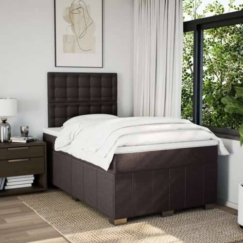 Krevet box spring s madracem tamnosmeđi 120 x 190 cm od tkanine - Tamno smeđa 120 x 190 cm gumbi Cijena
