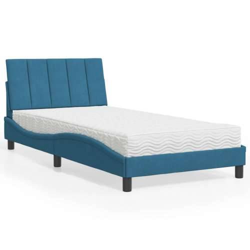 Krevet s madracem plavi 100 x 200 cm baršunasti - Plava 100 x 200 cm Cijena