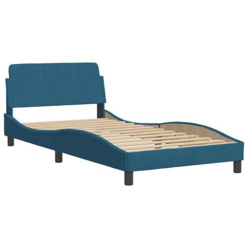 Krevet s madracem plavi 100 x 200 cm baršunasti - Plava 100 x 200 cm Cijena