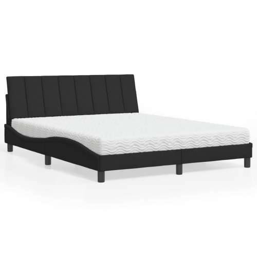 Krevet s madracem crni 160x200 cm baršunasti - Crna 160 x 200 cm Cijena