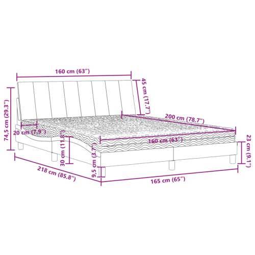 Krevet s madracem crni 160x200 cm baršunasti - Crna 160 x 200 cm Cijena