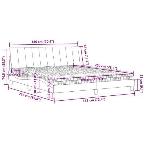 Krevet s madracem crni 180x200 cm baršunasti - Crna 180 x 200 cm Cijena