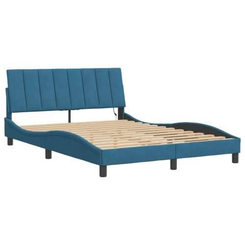 Okvir kreveta s LED svjetlima plavi 120 x 200 cm baršunasti - Plava 120 x 200 cm Cijena