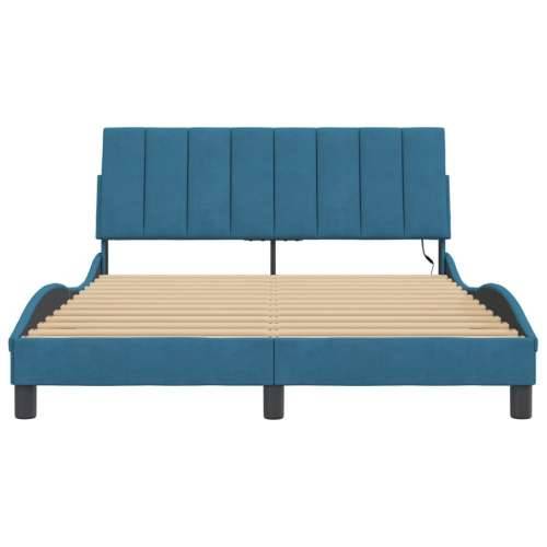 Okvir kreveta s LED svjetlima plavi 120 x 200 cm baršunasti - Plava 120 x 200 cm Cijena