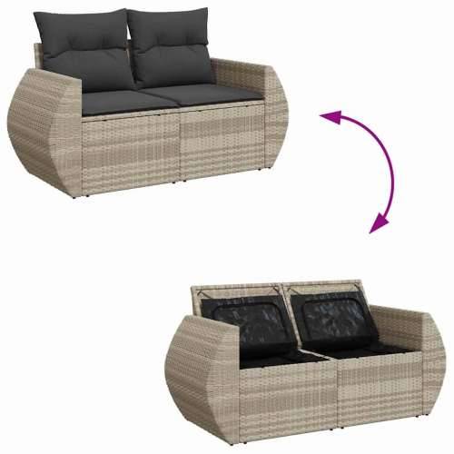 Vrtna garnitura - 8-dijelni set vrtnih sofa od poliratana s jastucima svjetlosivi - Svjetlosiva sa spremištem 7 Cijena
