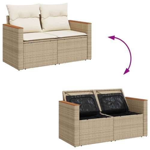 5-dijelni vrtni set sofa s jastucima bež od poliratana - bež i krem sa spremištem 5 Cijena
