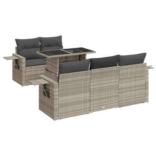 Vrtna garnitura - 6-dijelni set vrtnih sofa od poliratana s jastucima svjetlosivi - Svjetlosiva 1 Cijena