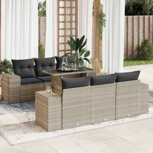Vrtna garnitura - 7-dijelni set vrtnih sofa svjetlosivi od poliratana - Svjetlosiva 1 Cijena