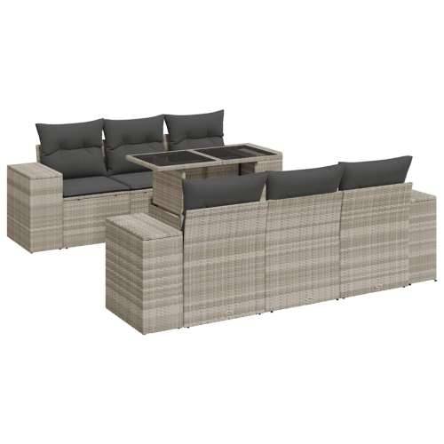 Vrtna garnitura - 7-dijelni set vrtnih sofa svjetlosivi od poliratana - Svjetlosiva 1 Cijena