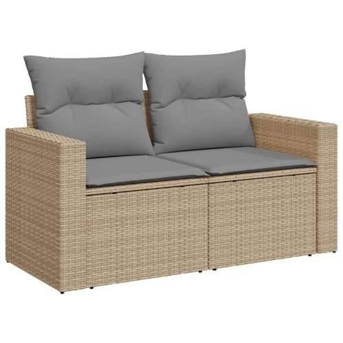 Vrtna garnitura - 8-dijelni set vrtnih sofa od poliratana s jastucima bež - bež i svjetlosiva 3x kutna + 3x srednja + stol + tab Cijena