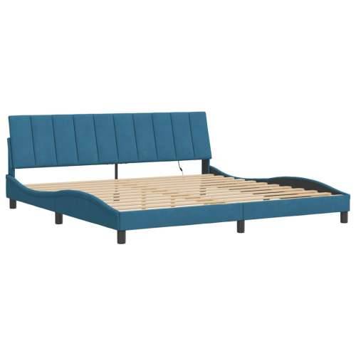 Okvir kreveta s LED svjetlima plavi 200 x 200 cm baršunasti - Plava 200 x 200 cm Cijena