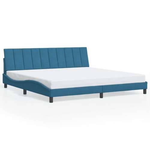 Okvir kreveta s LED svjetlima plavi 200 x 200 cm baršunasti - Plava 200 x 200 cm Cijena