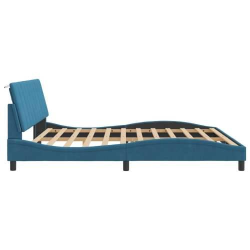 Okvir kreveta s LED svjetlima plavi 200 x 200 cm baršunasti - Plava 200 x 200 cm Cijena
