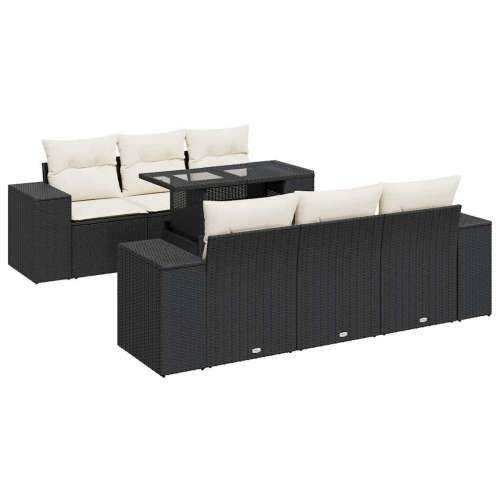 Vrtna garnitura - 7-dijelni set vrtnih sofa od poliratana s jastucima crni - Crna i krem 1 Cijena