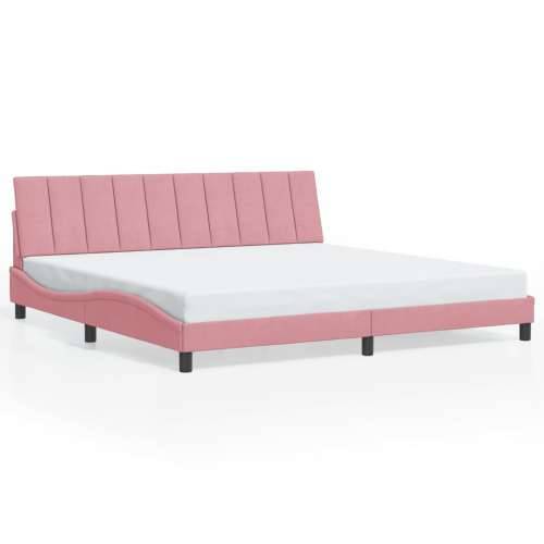 Okvir kreveta s LED svjetlima ružičasti 200 x 200 cm baršunasti - Ružičasta 200 x 200 cm Cijena