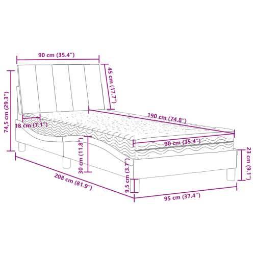 Krevet s madracem plavi 90x190 cm baršunasti - Plava 90 x 190 cm Cijena