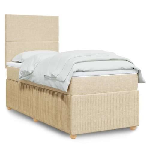 Krevet s oprugama i madracem krem 90 x 190 cm od tkanine - Krema 90 x 190 cm Gladak dizajn Cijena