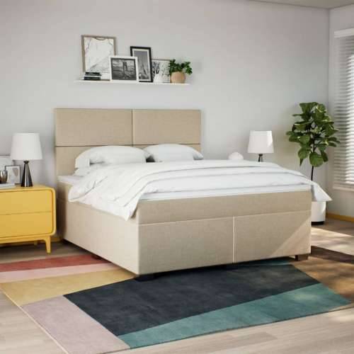 Krevet s oprugama i madracem krem 180x200 cm od tkanine - Krema 180 x 200 cm Gladak dizajn Cijena