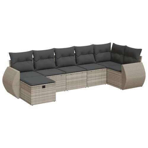 Vrtna garnitura - 7-dijelni set vrtnih sofa svjetlosivi od poliratana - Svjetlosiva sa spremištem 7 Cijena