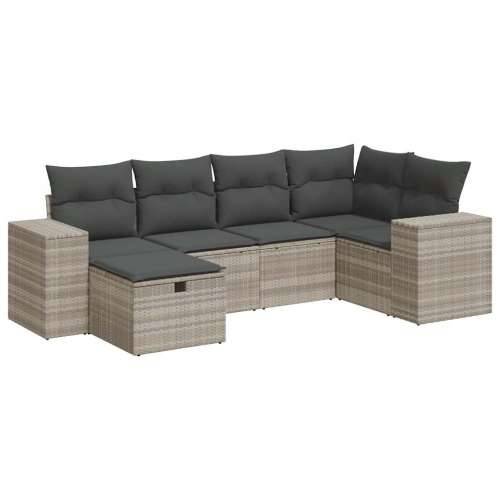 Vrtna garnitura - 6-dijelni set vrtnih sofa od poliratana s jastucima svjetlosivi - Svjetlosiva sa spremištem 6 Cijena