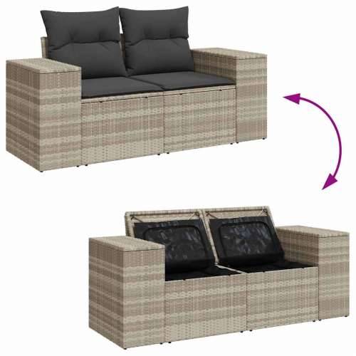 Vrtna garnitura - 8-dijelni set vrtnih sofa od poliratana s jastucima svjetlosivi - Svjetlosiva sa spremištem 1 Cijena