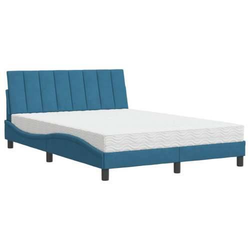 Krevet s madracem plavi 120 x 200 cm baršunasti - Plava 120 x 200 cm Cijena