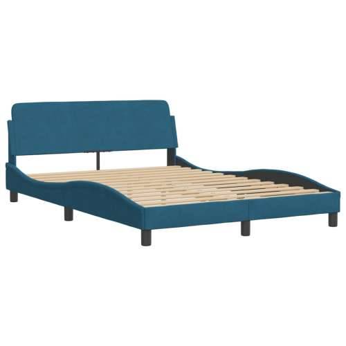 Krevet s madracem plavi 120 x 200 cm baršunasti - Plava 120 x 200 cm Cijena