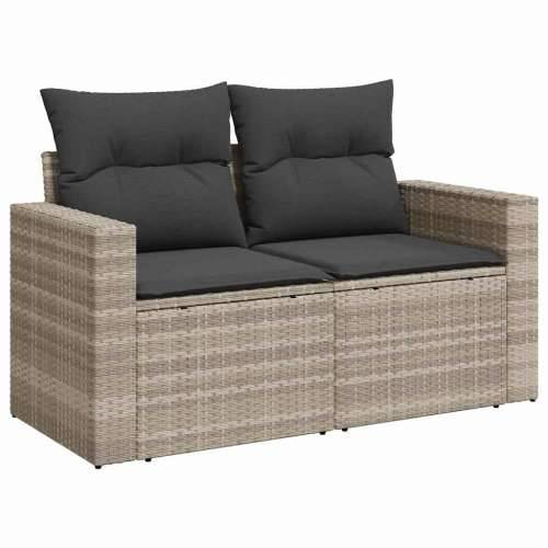 Vrtna garnitura - 7-dijelni set vrtnih sofa svjetlosivi od poliratana - Svjetlosiva sa spremištem 6 Cijena