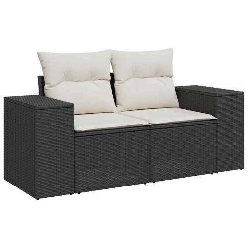 Vrtna garnitura - 6-dijelni set vrtnih sofa s jastucima crni od poliratana - Crna i krem 1 Cijena