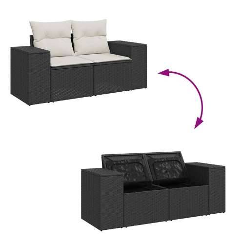 Vrtna garnitura - 6-dijelni set vrtnih sofa s jastucima crni od poliratana - Crna i krem 1 Cijena