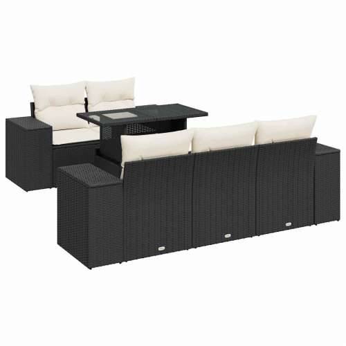 Vrtna garnitura - 6-dijelni set vrtnih sofa s jastucima crni od poliratana - Crna i krem 1 Cijena
