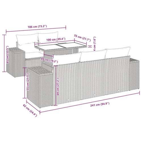 Vrtna garnitura - 6-dijelni set vrtnih sofa od poliratana s jastucima svjetlosivi - Svjetlosiva 1 Cijena