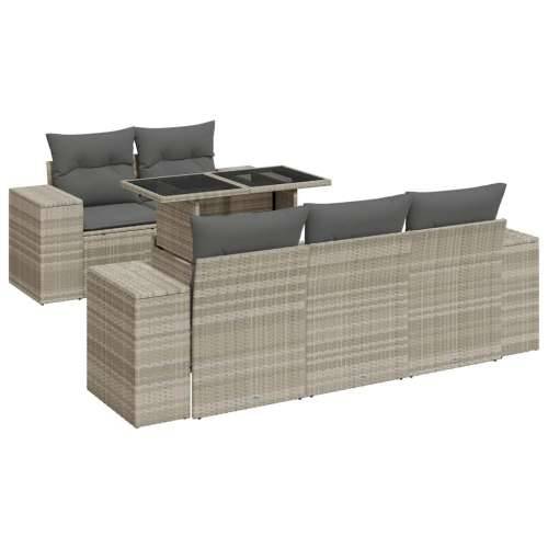 Vrtna garnitura - 6-dijelni set vrtnih sofa od poliratana s jastucima svjetlosivi - Svjetlosiva 1 Cijena