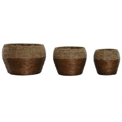Set žardinjera Home ESPRIT Prirodno Metal Vlakna Tropsko 32 x 32 x 23 cm Cijena