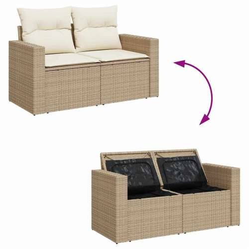 5-dijelni vrtni set sofa s jastucima bež od poliratana - bež i krem sa spremištem 1 Cijena