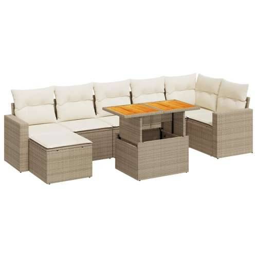 Vrtna garnitura - 8-dijelni set vrtnih sofa od poliratana s jastucima bež - bež i krem 3x kutna + 3x srednja + stol + tabure 1 Cijena