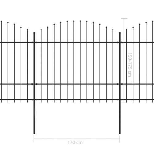 Vrtna ograda s ukrasnim kopljima (1,5-1,75) x 8,5 m čelična crna - 1 8.9 m 150-175 cm Cijena