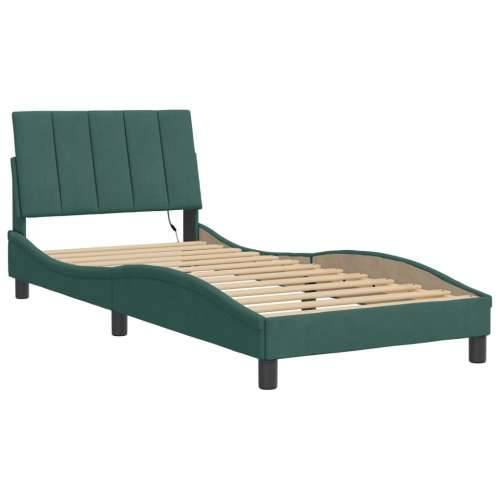 Okvir kreveta s LED svjetlima tamnozeleni 90x190 cm baršunasti - Tamnozelena 90 x 190 cm Cijena